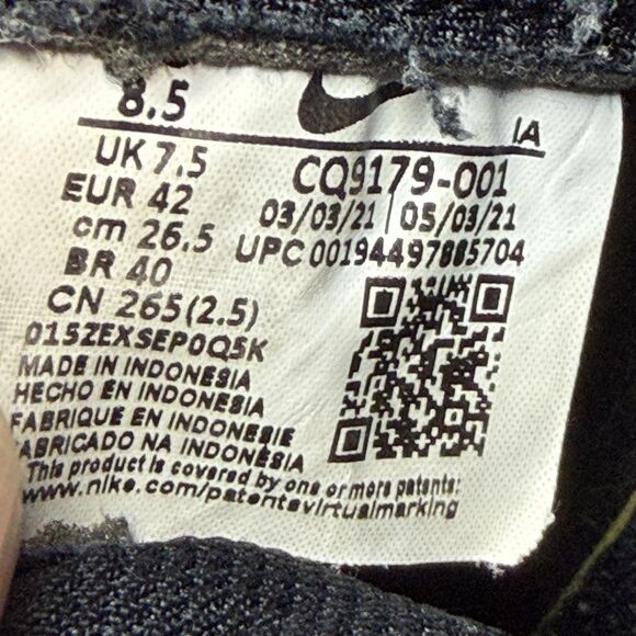 Nike High Top Shoes Mens Size 8.5 Black White Retro Casual Sneakers CQ9179-001 main image 9
